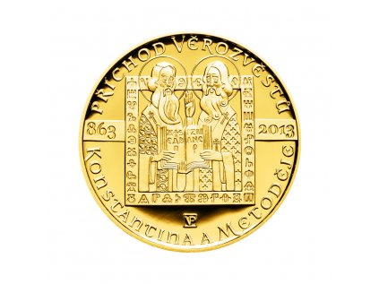 Zlatá mince 10000 Kč Příchod věrozvěstů Konstantina a Metoděje 1oz 2013 Proof