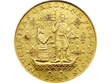 Zlatá mince Karel IV. Pětidukát Československý 600. výročí úmrtí 1978