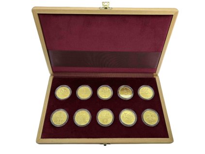 Sada 10 zlatých pamětních mincí ČNB z cyklu Městské památkové rezervace v kvalitě Standard