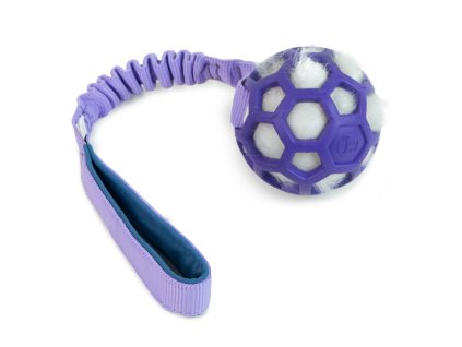 treningova hracka pre psa jw lopta s amortizerom a ovciou kozusinou M fialova