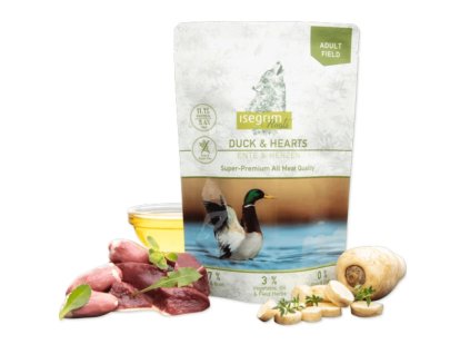 Isegrim dog adult roots duck & hearts 410 g kapsicka