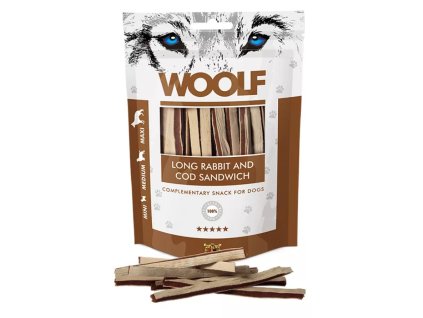 Pamlsok Woolf Dog Soft Rabbit and Pollock Sandwich LONG 100 g
