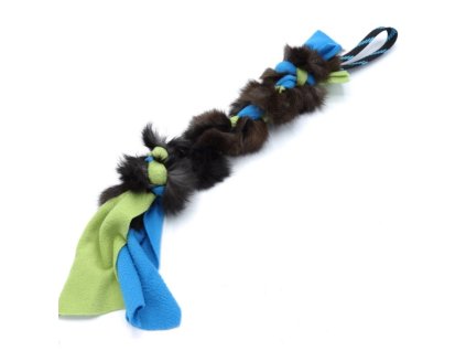 treningova hracka zapleteny kralik s flísom stredny modro zelena
