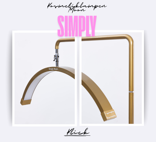 Simply Moon LED-Kosmetiklampen – modernes Bogen-Design, Touch-Steuerung und perfektes, schattenfreies Licht für Beauty-Profis.