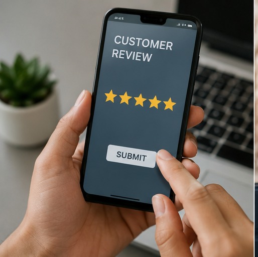 Positive Fünf-Sterne-Bewertung nach einer erfolgreichen Online-Bestellung