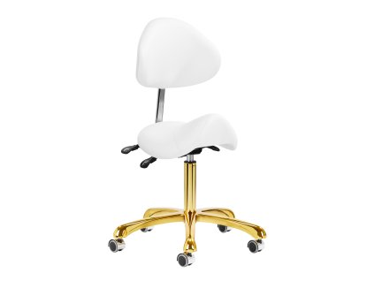 Giovanni Kosmetikstuhl – Sattelhocker 1004 Weiß mit goldener Basis