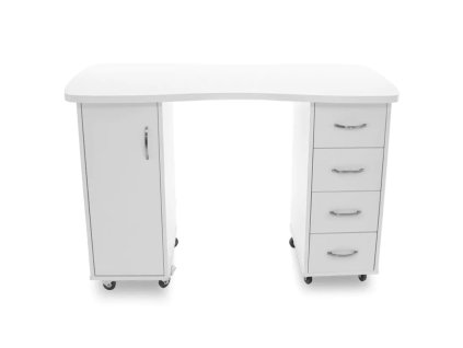 Nageltisch 2027 Weiß mit 2 Schränken und Staubabsaugung