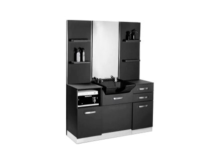 Gabbiano Friseurbedienplatz mit Waschbecken B085B schwarz