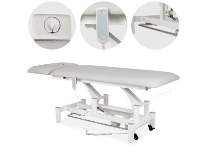 Elektrische Therapieliege Fortis 2 Comfort mit Comfort-Kissen – Hellgrau