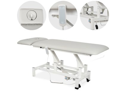 Elektrische Therapieliege Fortis 2 Comfort mit Handbedienung – Hellgrau