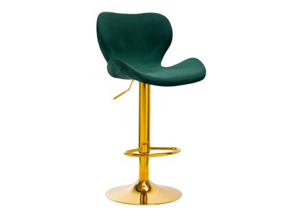 Barhocker QS-B15 Green Velvet – Grüner Samthocker mit goldener Basis