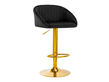 Barhocker QS-B16G Velvet Black – Schwarzer Samthocker mit goldener Basis