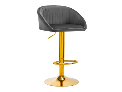 Barhocker QS-B16G Velvet Grau – Grauer Samthocker mit goldener Basis