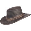 1018 hněda SQUASHY CRACKLE KANGAROO australský kožený klobouk Barmah