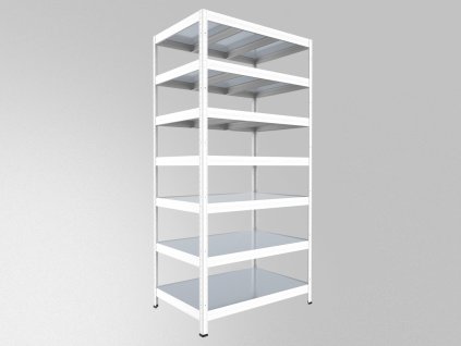 Abstellraum Regal mit Metallböden Biedrax 50 x 90 x 210 cm weiss - 7 Böden verzinkt