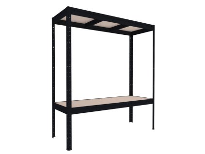 Schwerlastregal Biedrax 60 x 200 x 177 cm, 2 Fachböden - schwarz/MDF 6 mm, Fachlast 350 kg