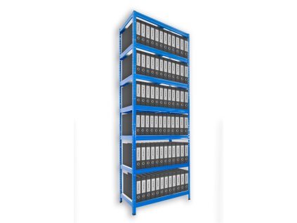 Büroregal mit Holzböden Biedrax 50 x 120 x 270 cm blau - 7 Fachböden MDF