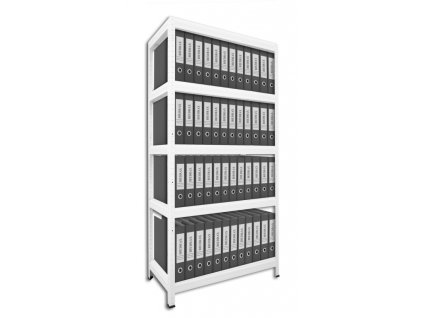 Büroregal mit Metallböden Biedrax 45 x 90 x 180 cm weiss - 5 Böden verzinkt