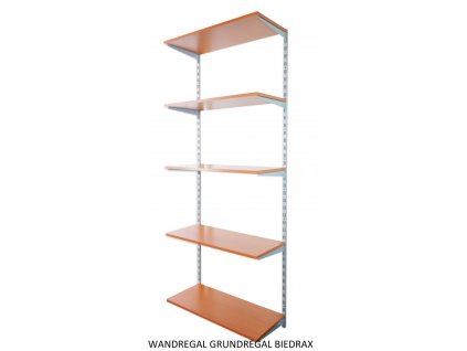 Wandregal - Grundregal 40 x 80 x 200 cm, Farbe silber - 5 Fachboden Kirsche