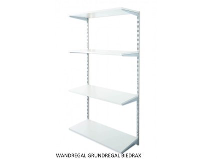 Wandregal - Grundregal 20 x 80 x 150 cm, Farbe silber - 4 Fachboden grau