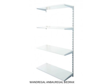 Wandregal - Anbauregal 25 x 60 x 150 cm, Farbe silber - 4 Fachboden grau