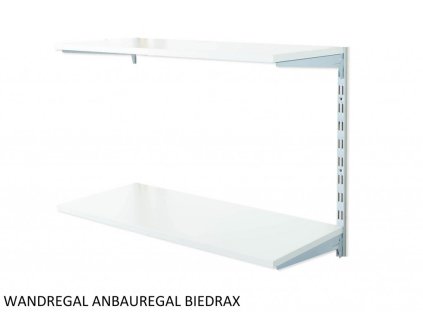 Wandregal - Anbauregal 35 x 80 x 50 cm, Farbe silber - 2 Fachboden grau