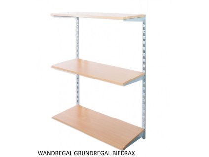 Wandregal - Grundregal 30 x 40 x 100 cm, Farbe silber - 3 Fachboden Buche