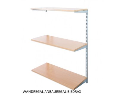 Wandregal - Anbauregal 40 x 80 x 100 cm, Farbe silber - 3 Fachboden Buche