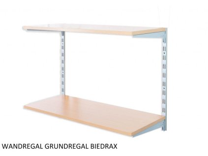 Wandregal - Grundregal 50 x 80 x 50 cm, Farbe silber - 2 Fachboden Buche