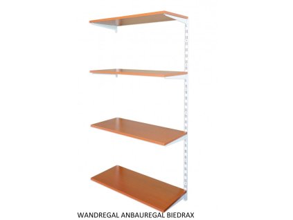 Wandregal - Anbauregal 35 x 40 x 150 cm, Farbe weiss - 4 Fachboden Kirsche