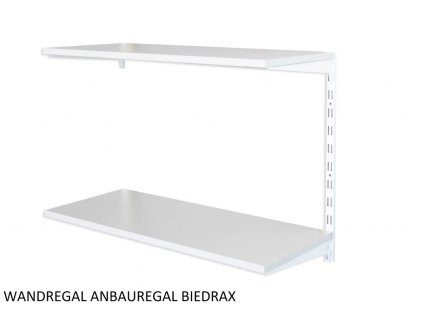 Wandregal - Anbauregal 40 x 80 x 50 cm, Farbe weiss - 2 Fachboden grau