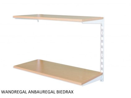 Wandregal - Anbauregal 20 x 80 x 50 cm, Farbe weiss - 2 Fachboden Buche