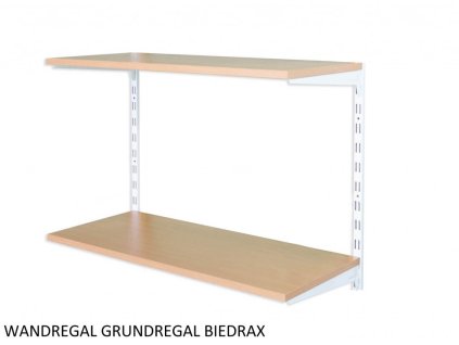 Wandregal - Grundregal 30 x 60 x 50 cm, Farbe weiss - 2 Fachboden Buche