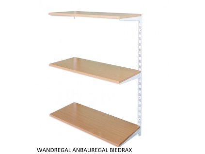 Wandregal - Anbauregal 30 x 40 x 100 cm, Farbe weiss - 3 Fachboden Buche
