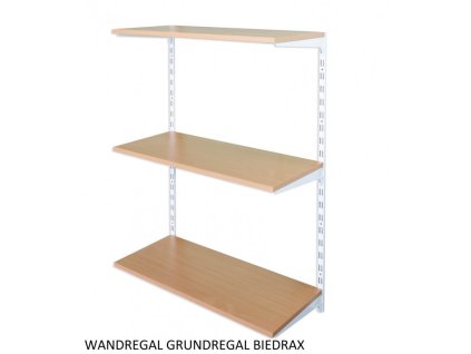 Wandregal - Grundregal 50 x 80 x 100 cm, Farbe weiss - 3 Fachboden Buche
