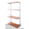 Wandregal - Grundregal 20 x 60 x 150 cm, Farbe silber - 4 Fachboden Kirsche