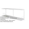 Wandregal - Grundregal 20 x 80 x 50 cm, Farbe weiss - 2 Fachboden grau