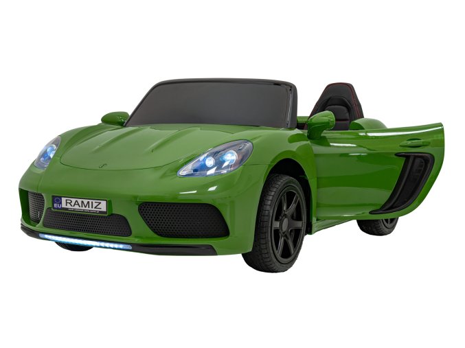 Sportovní auto Perfecta | nafukovací kola | lakovaná zelená  Nafukovací kola | bezkartáčový motor | startování klíčkem | AŽ 15,5 KM/HOD