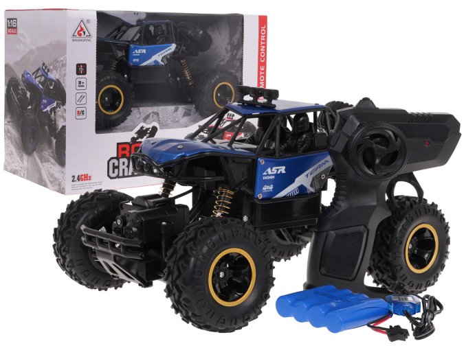Crawler MONSTER ROCK R/C | 1:16 | 4x4 | modrá  auto pro děti na dálkové ovládání