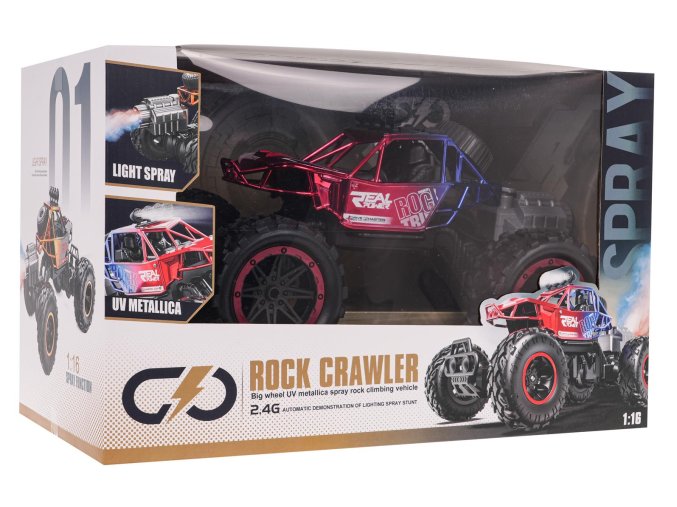 ROCK Crawler s kouřovými efekty | 1:16 | červená  auto pro děti na dálkové ovládání