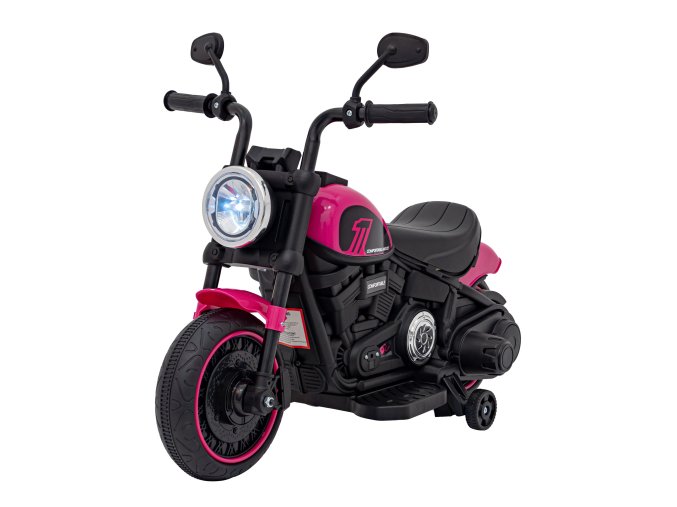 Dětský elektrický chopper motorka FASTER | růžová  FM rádio, vstup na SD karty, USB, indikátor stavu baterie