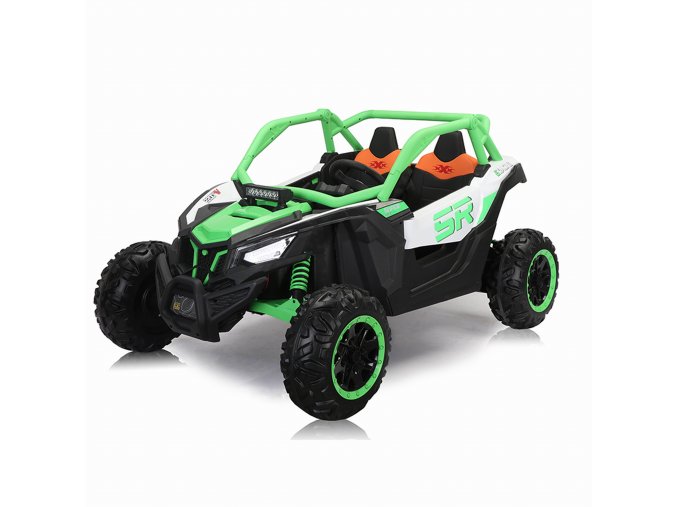 Dětská elektrická buggy SUPER 66 | 4x75W | zelená  300W | EVA kola | funkce houpací koně | držák nápojů