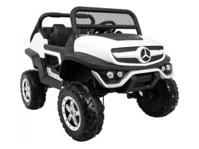 Elektrické auto Mercedes UNIMOG | 4x4 | 12V | bílý  180W | 2 děti | 12V 10Ah + Řidičský průkaz + Pexeso