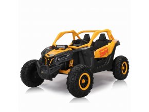 Dětská elektrická buggy SUPER 66 | 4x75W | žlutá  300W | EVA kola | funkce houpací koně | držák nápojů