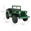 Džíp Willys 4x4 XXL | třímístný | 24V | zelená  ARMÁDNÍ JEEP | EVA KOLA | BLUETOOTH | 4X4 | 360W | 3 děti