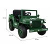 Džíp Willys 4x4 | jednomístný | 12V | zelená  EVA kola | hudba | osvětlení | 12V 7AH