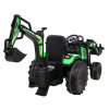 Dětský elektrický traktor - bagr 720-T vč. valníku | 2x45W | zelená  EVA kola | valník | 90W | nosnost 30kg