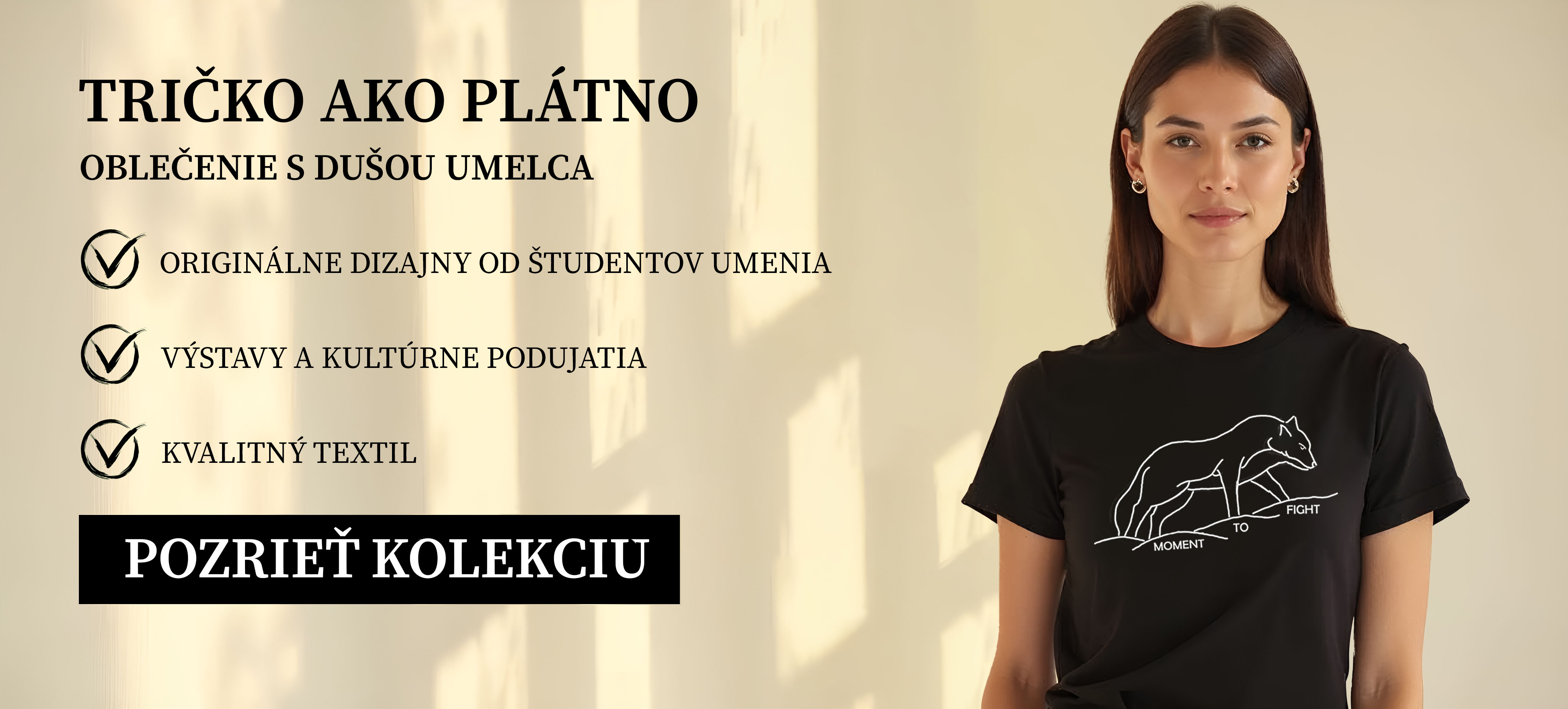 dámske čierne tričko s motívom vlka