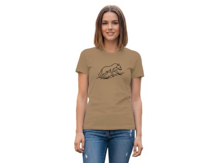 Hnedé dámske tričko Motív vlka