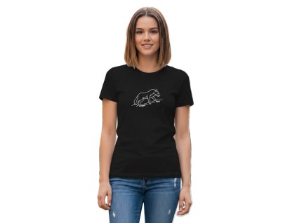 Tričko čierne dámske Motív vlka